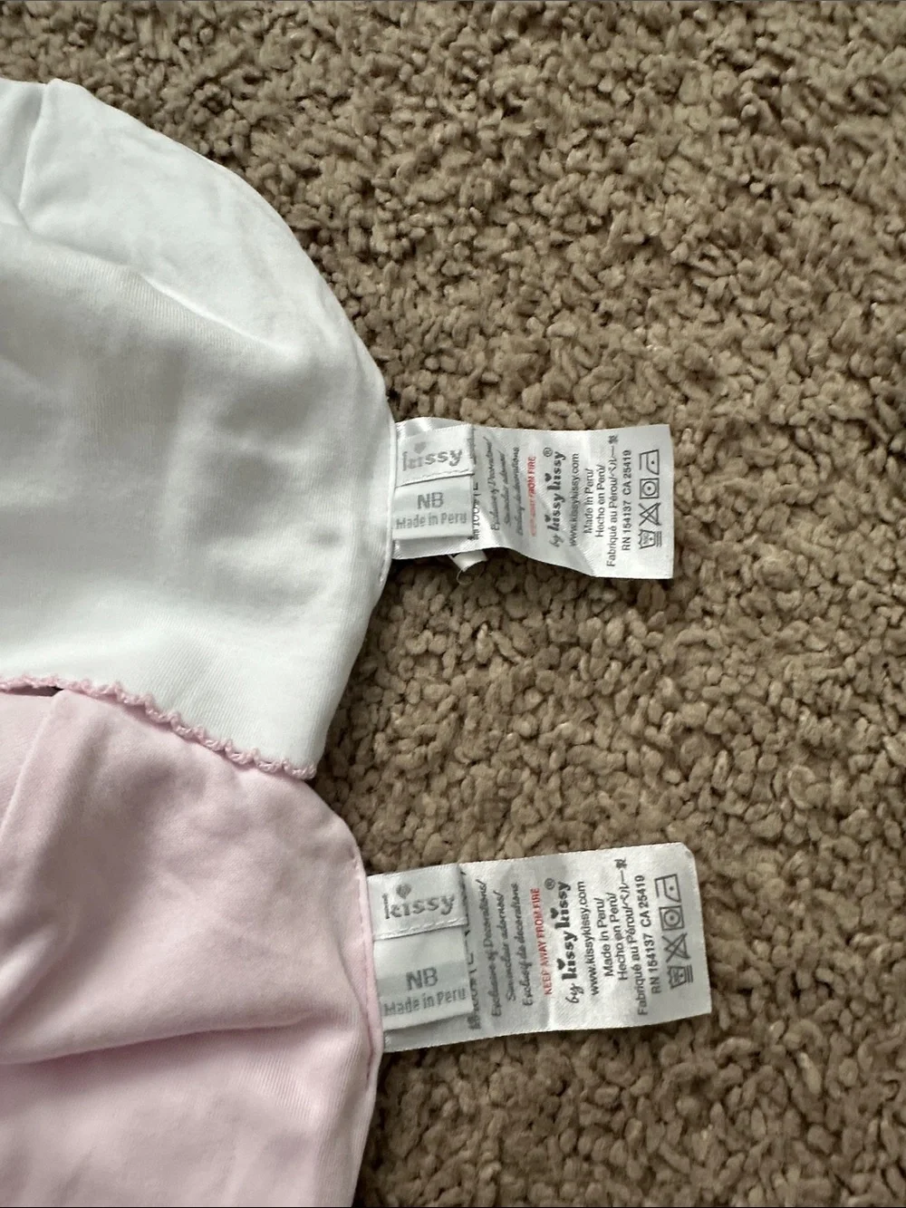 Kissy Kissy Baby Hats Set - Pink and White